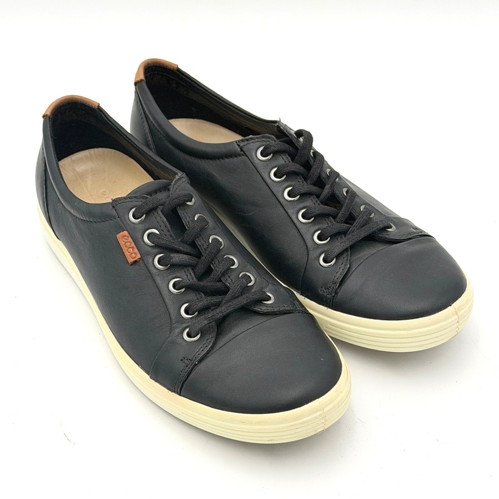 ECCO Soft 7 Women's Black Leather Low Top Lace Up Sneakers Size 41 10-10.5